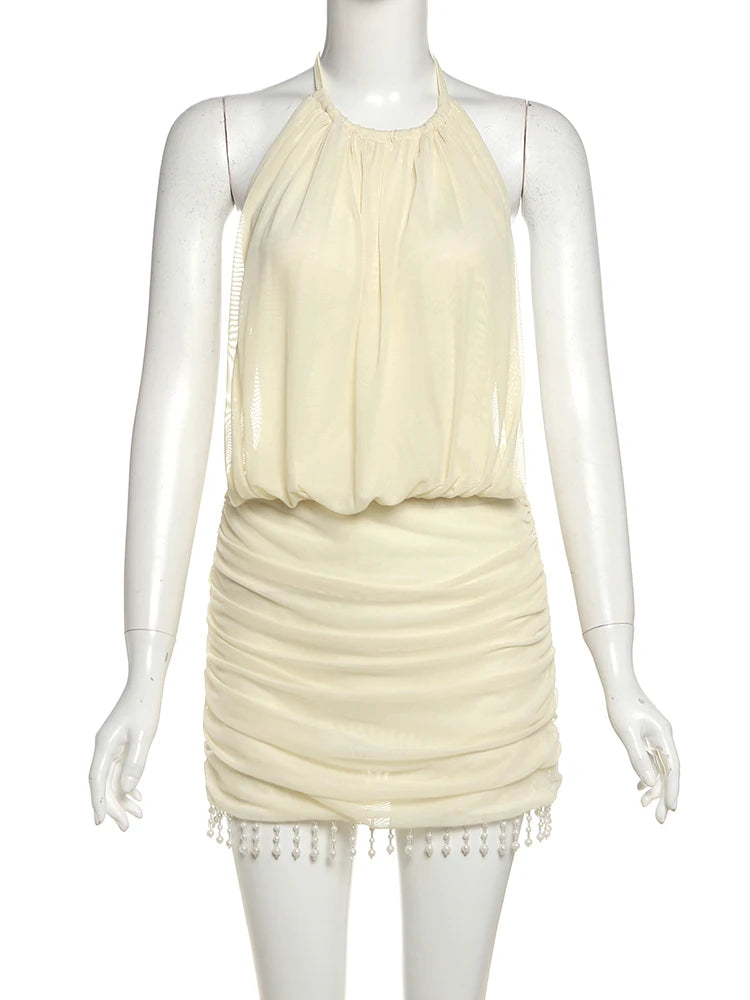 Vestido mini halter con espalda descubierta